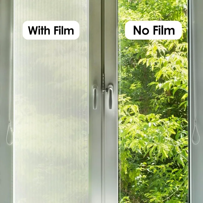 

35.4 x 78.7/118.1/157.4 inches 3D Reeded Privacy Window Film Non-Adhesive, Frosted Glass Decal for Bathroom Home Office