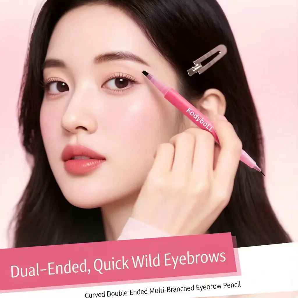 Kodyboll Double Ended Eyebrow Pen Angled Micro Fork Design Natural Wild Brows Waterproof Long Lasting for Daily Makeup