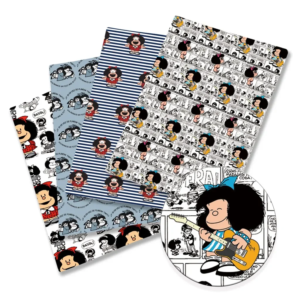 Mafalda tkanina Cartoon140*50cm ręcznie szycie Patchwork pikowanie sukienka dla dzieci prześcieradło domowe tkanina z nadrukiem tkanina do szycia