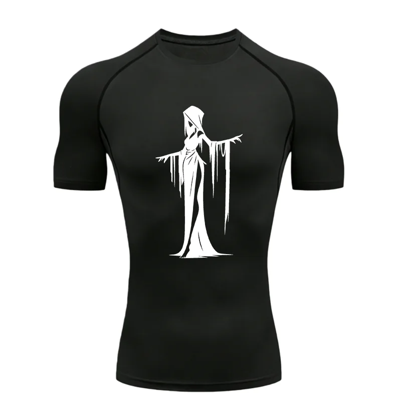 Gothic Ghost Design 2026 Herren-Sport-T-Shirt, Training, Fitness, Kompression, Workout, T-Shirt, sportliche T-Shirts