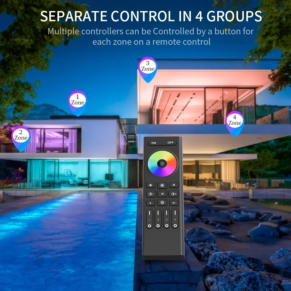 Contrôleur LED 2.4GHz RF RGB RGBWW CCT 4-Zone Gradateur À Distance Pour C01-05RF C01-05W C01-05Z WB5