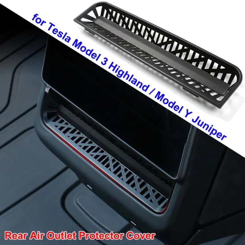 Аксессуары для Tesla Model Y Juniper 2025, органайзер для хранения на заднем сиденье, защитная крышка на заднем воздуховыпускном отверстие, бака для мусора