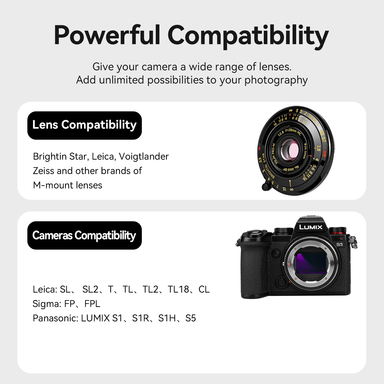 Brightin Star LM-L Lens Adapter Convertor Ring for Leica M mount to L Mount Leica L Sigma Panasonic L TL CL FP Lens Adapter - Image 3