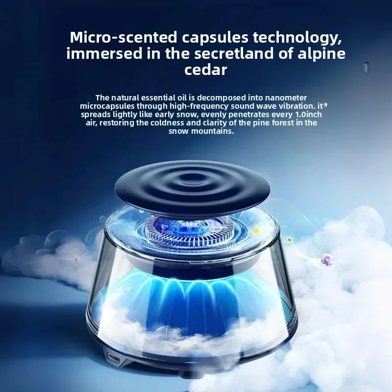 

Snow Mountain Smart Car Fragrance Diffuser Rechargeable Air Diffuser Auto Air Freshener Cloud Mist With RGB Light Car Interior