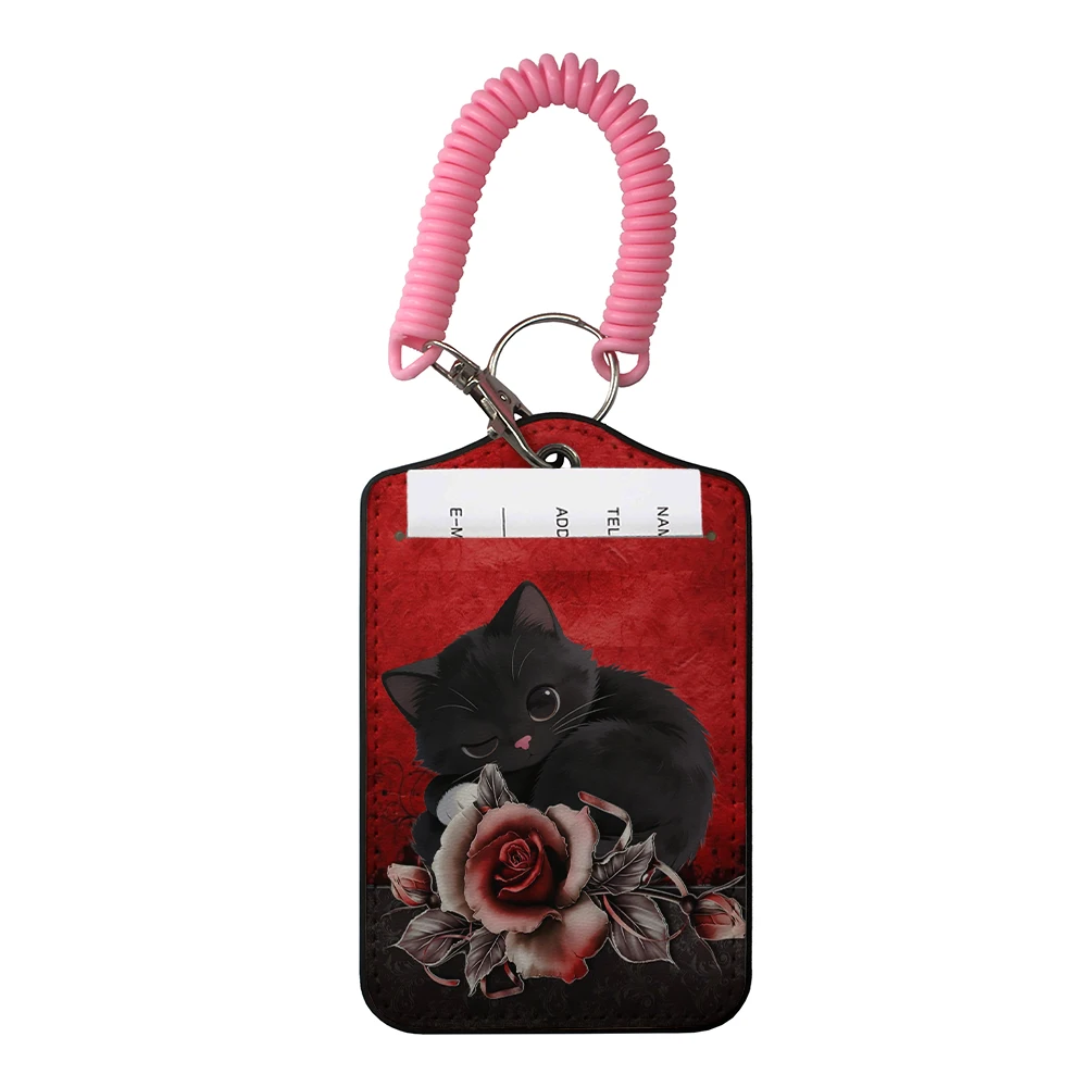 Small pets and flowers Leather Business Luggage Tag Suitcase Address Label Luggage Boarding Case Label Name ID Address Clip