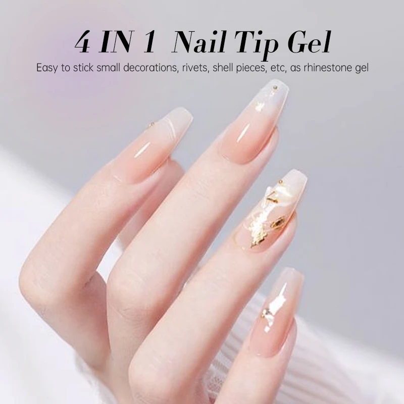 UR SUGAR 15mL Nail Tips Gel for Rhinestones False Nails Super Adhesive Nail Gems Glue for Manicure Base Construction Gel Polish