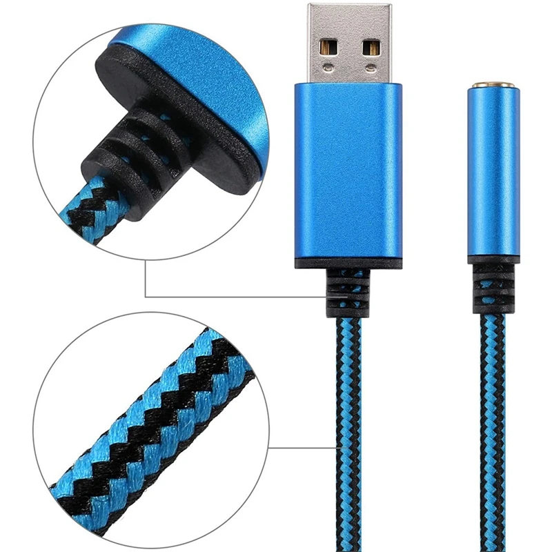 3X USB To 3.5Mm Headphone Jack Audio Adapter,External Stereo Sound Card For PC, Laptop,For PS4,For Mac Etc (0.6 Feet)