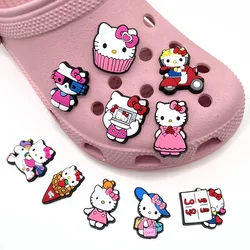 Breloques de chaussures en PVC pour sabots, série Hello Kitty, toboggans à bulles, sandales, décorations de chaussures, accessoires pour enfants, 10 pièces par ensemble