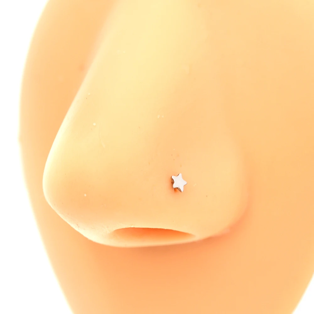 1Piece New 20G Stainless Steel Flower Star Tiny Small Nose Rings 0.8mm L Shape Nose Studs for Women Nose Piercing Body Jewelry