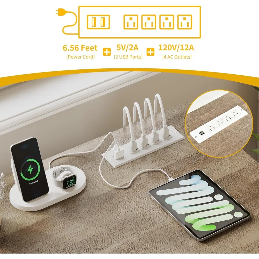 Scrivania a forma di L con cassetto portadocumenti, scrivania angolare per computer da 60" con prese di corrente, scrivania per ufficio domestico