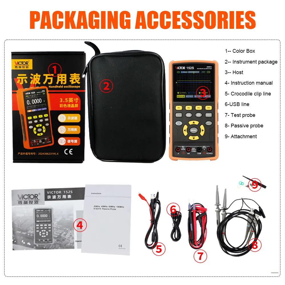 Victor 152S Dual Channel Color Screen Oscilloscope Multimeter