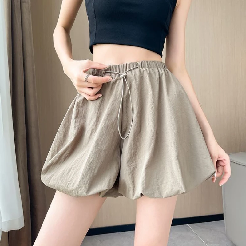 Lantern Shorts Women Fashion Simple Leisure High Waist All-match Pockets Hot Fit Summer Female Streetwear Students Youth Ladies