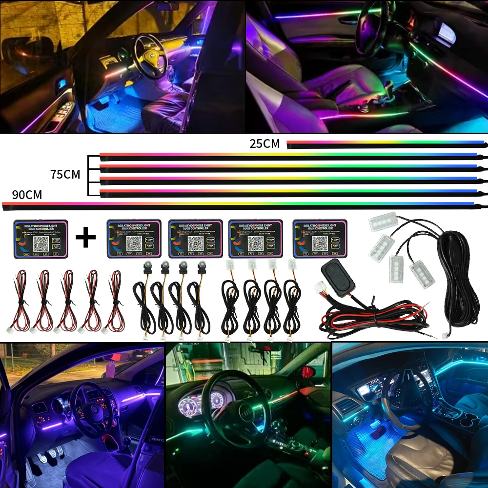 

Symphony Car Ambient Light LED Strips RGB Universal Car Interior acrylic Backlight Guide Symphony Atmosphere lamp Kit Accessorie