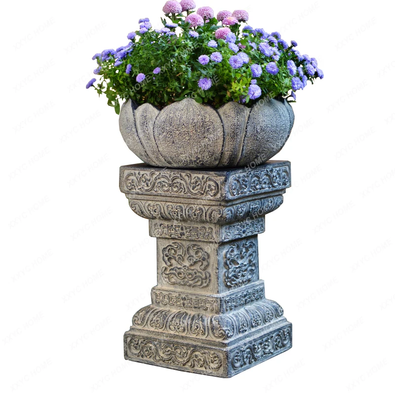 Flowerpot Base Bonsai Stand Outdoor Courtyard Decoration Garden Doorway Flower Bed Stone Drum Gate Pier Decoration