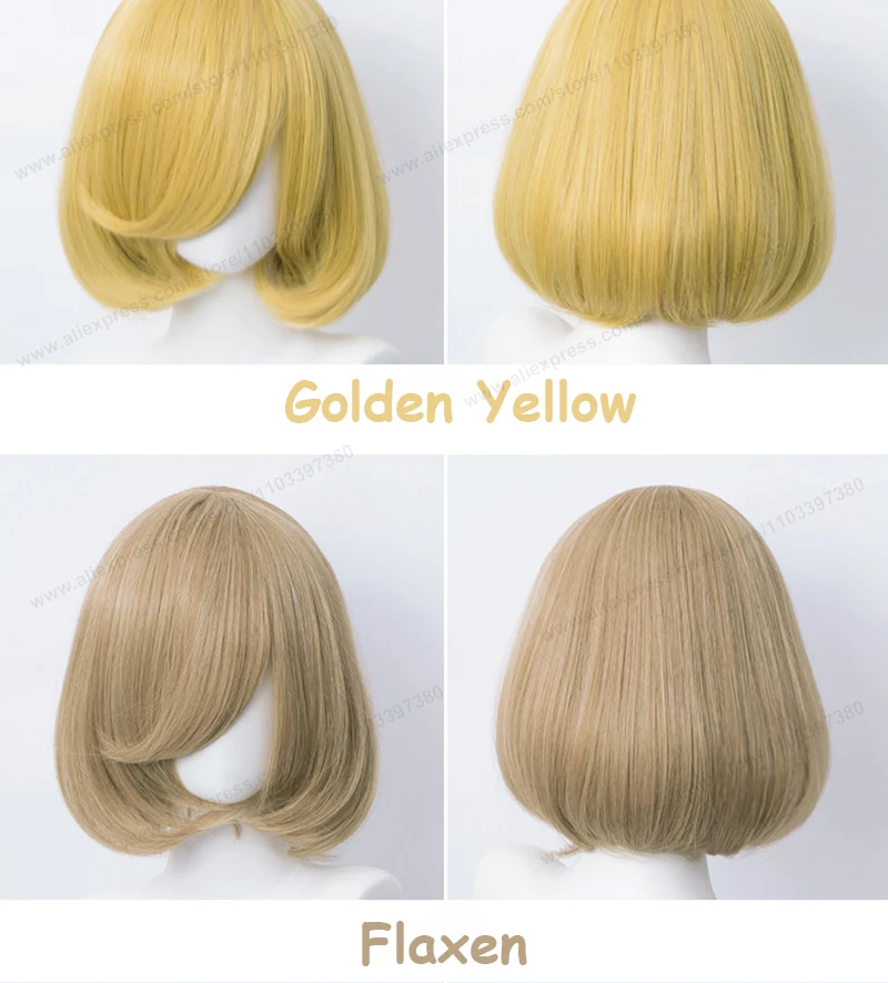 35cm Short Bob Cosplay Wig Golden Yellow Red Purple Black Blue Pink Women Bobo Hair Heat Resistant Hair Universal Anime Wigs