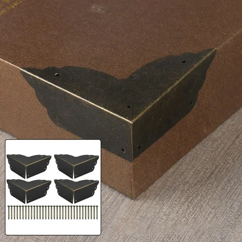 Imagen 2 del producto Protector de esquina de 4 piezas, Protector de esquina antiguo envuelto, joyería decorativa, caja de regalo para vino, funda de madera para muebles