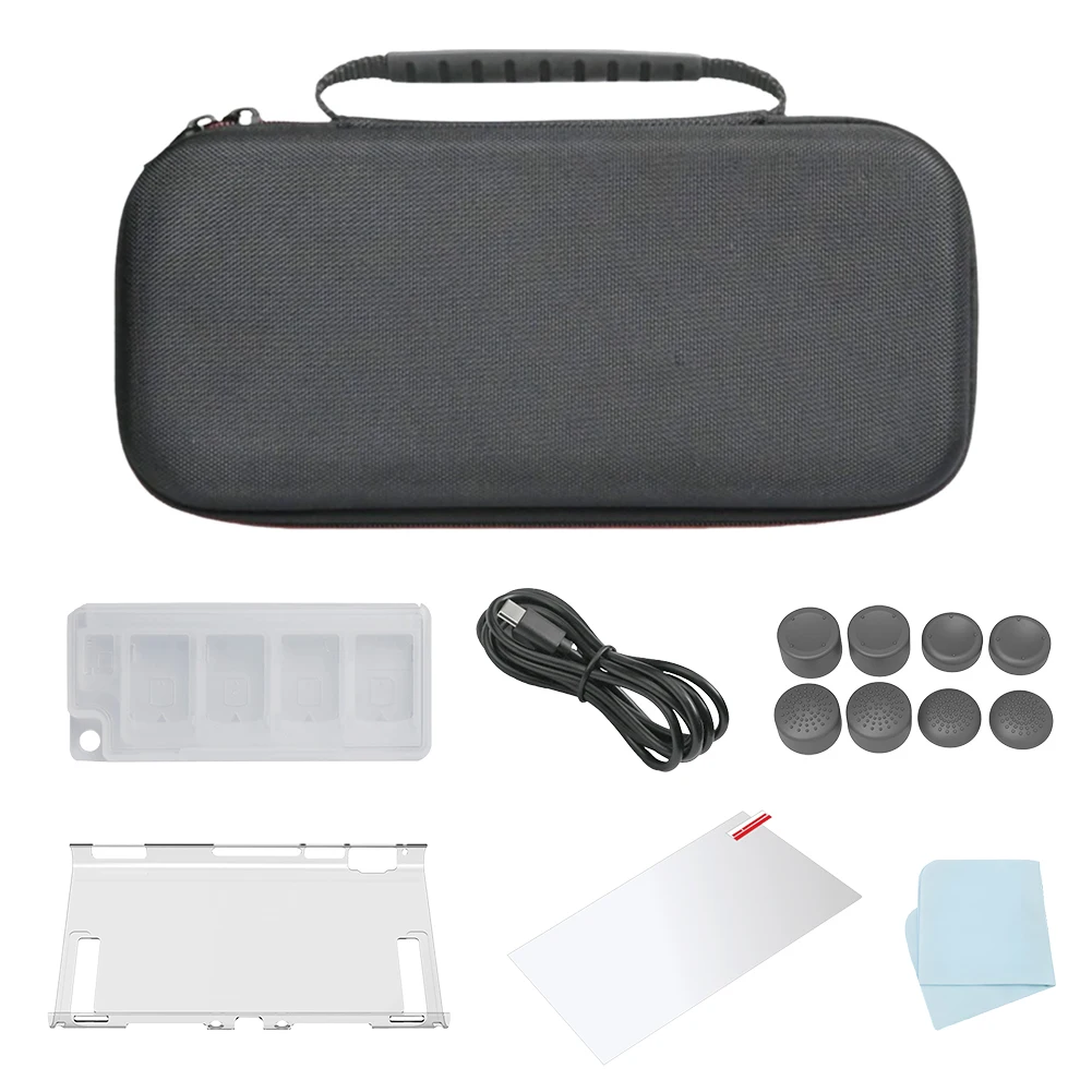 

Carrying Case with Tempered Glass Clear Case & Grip Cover Storage Bag 15 in 1 Accessories Set for Nintendo Switch2