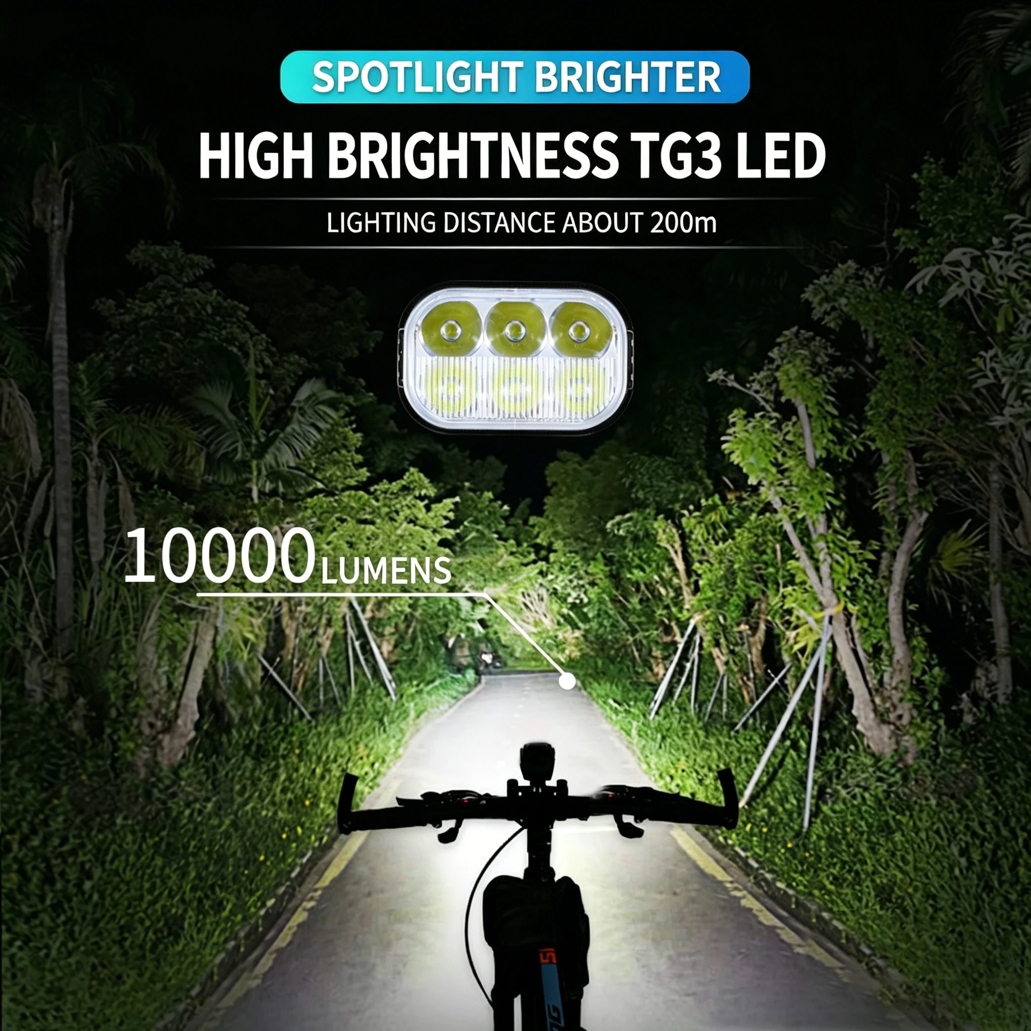 Bike Light 10000LM, 10000mAh Power Bank IPX6, 8 Modes Sensor Safety Lamp for Night Cycling Women Men Use