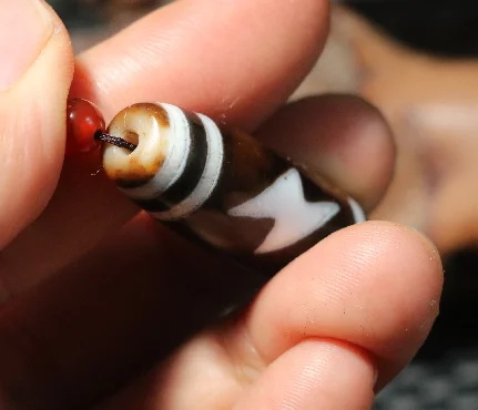 DUJIACHANPIN الطاقة السحرية العقيق التبتي القديم 5 تفتيح العين dZi حبة لسوار تميمة تعويذة RT UPD221224A1 #3