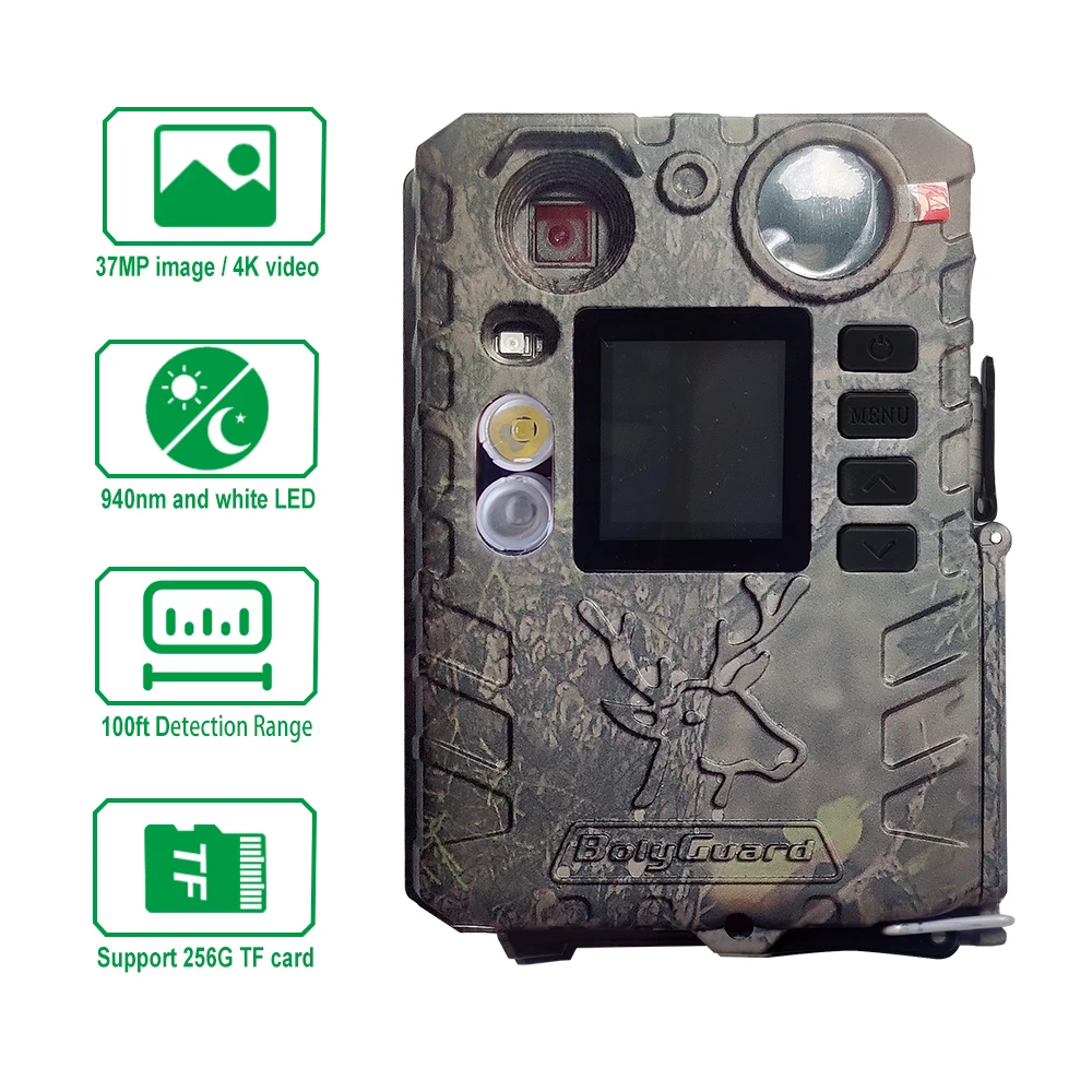 

BolyGuard 37MP BG410-D Dual Flash (Black IR & White LED) Portable Hunting Game Cameras 2.7K Video Security Trail Camera