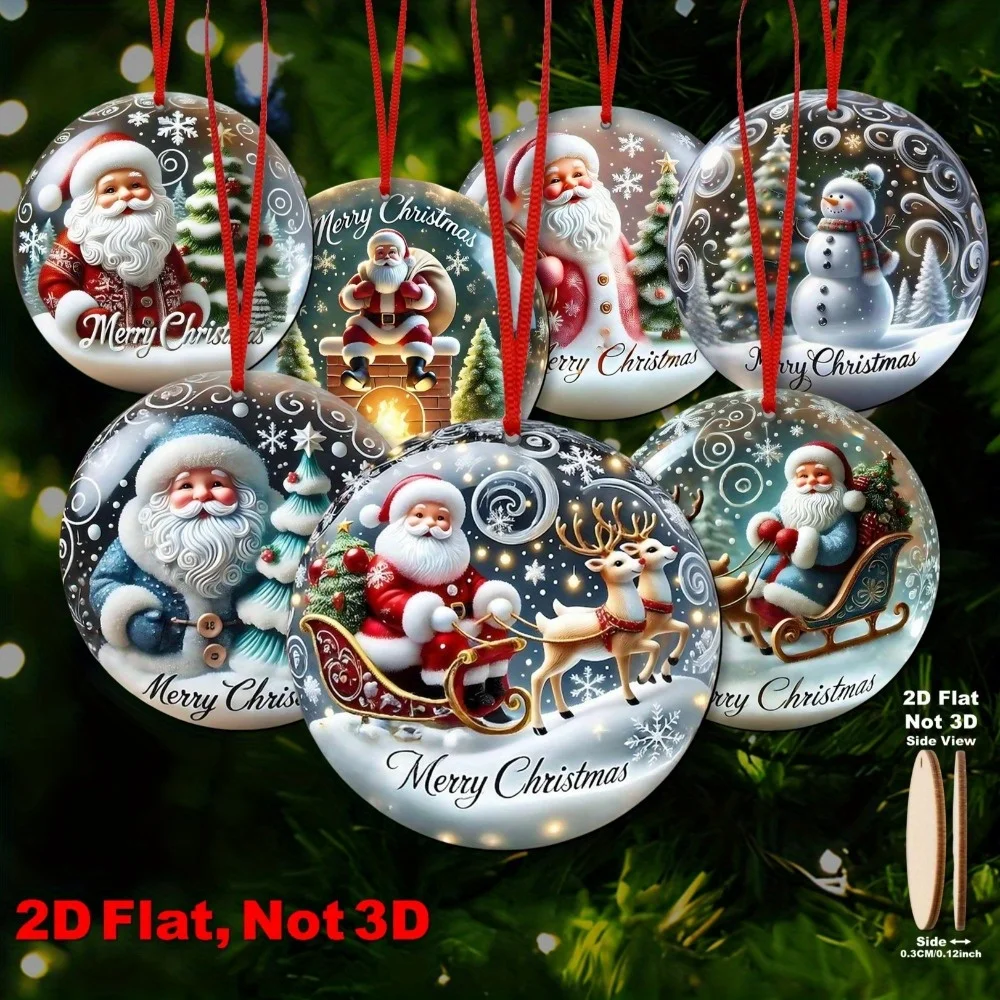 2D Flache 16 stücke Kristall Flitter Santa Micro Szene Holz Baum Topper Weihnachten Ornamente Festival Liefert Home Party Dekoration