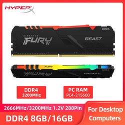 HyperX FURY-Memoria RAM DDR4 para ordenador de escritorio, dispositivo de almacenamiento interno de 3200MHz, 8GB, 16GB, DIMM, 288 Pines, 1,2 V, para juegos