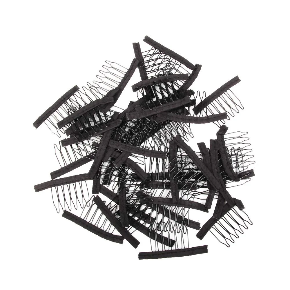 50/20/10 шт. Зажимы для париков и набор расчесок для крепления париков и изготовления шапочек для париков Металлические зубы и ткань Расчески для париков с 6 зубцами для изготовления париков