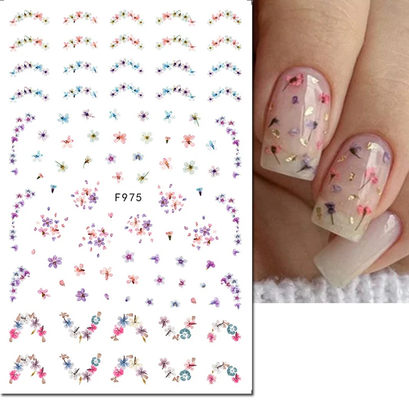 Adesivi per Nail Art 3d Dry Little Petals Florals Nuance Flowers cursori adesivi decalcomanie per decorazioni per unghie Manicure