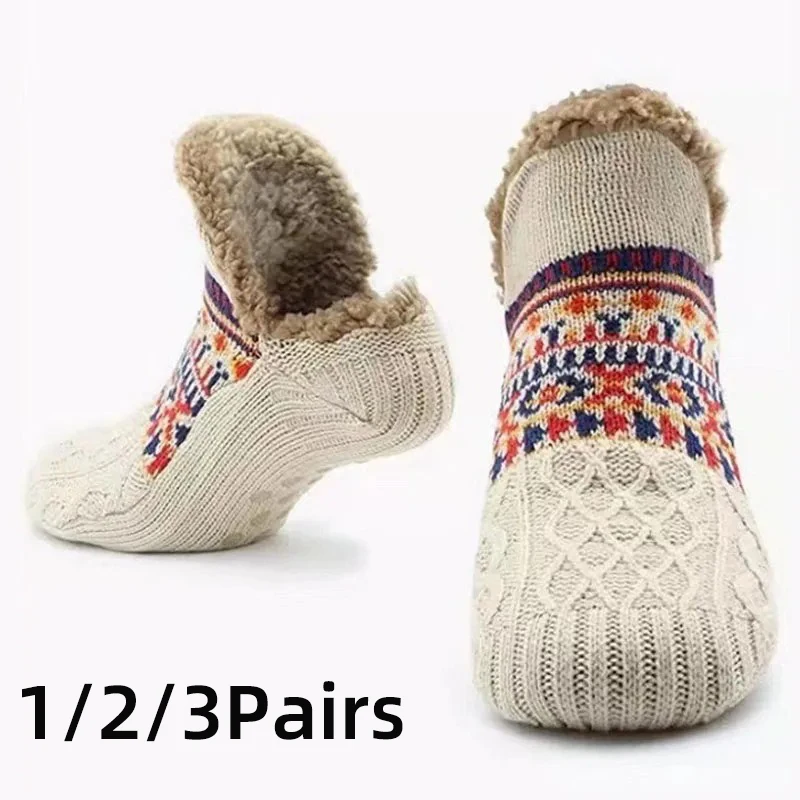 1/2/3 Pairs Fall and Winter Floor Socks Home Warm Women Men Socks Snow Socks Sleep Carpet Socks Slippers Socks Men Non-slip Sock