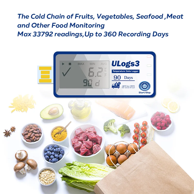 

10pcs 90 Days High-Precision -30~70C Pdf Report Disposable Single Use Temperature Datalogger ULogs3