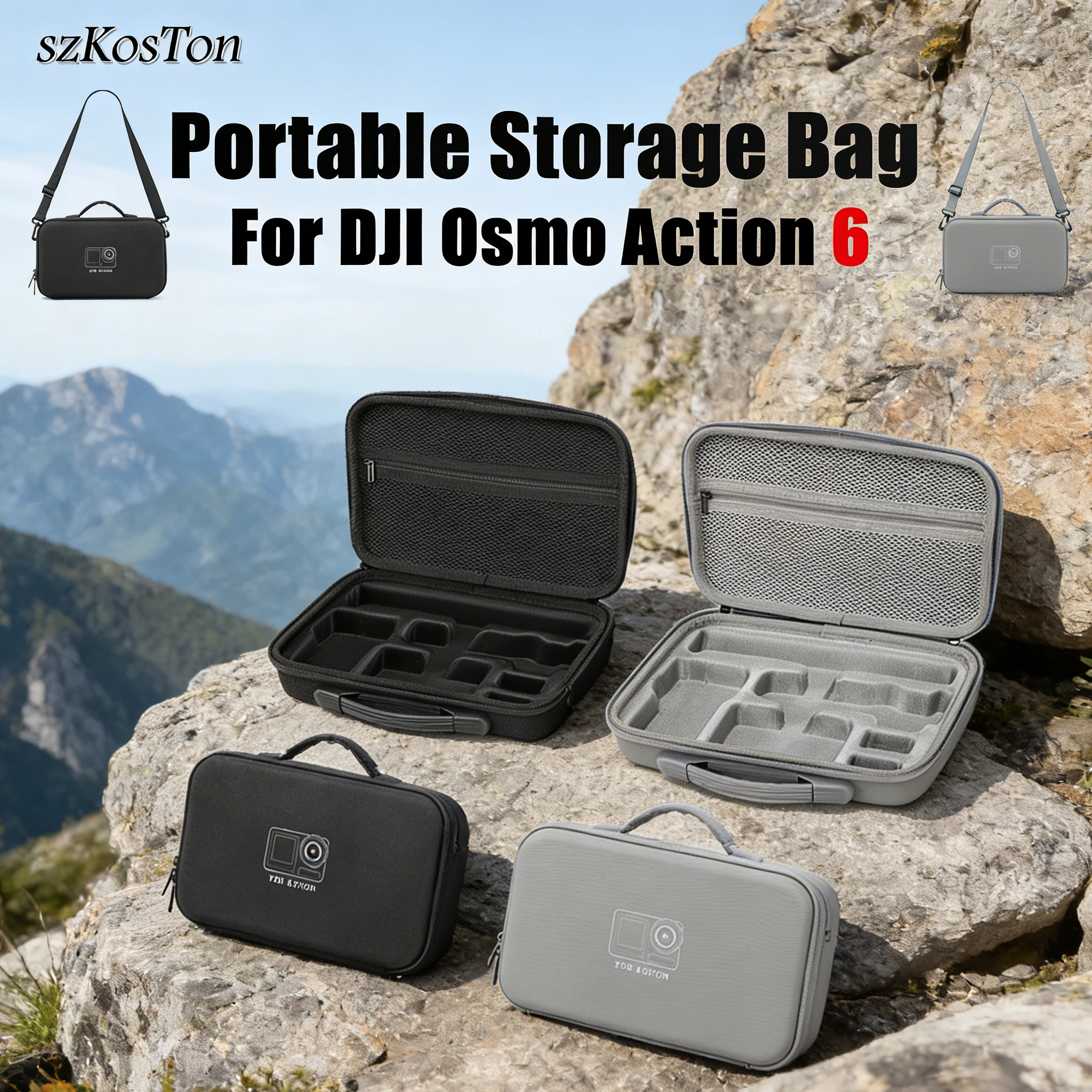 

Сумка для DJI Osmo Action 6, портативная дорожная сумка для хранения, защитный чехол из искусственной кожи с жестким корпусом для DJI Osmo Action 6, аксессуары