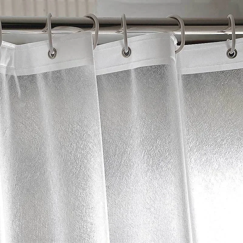 1PC Shower Curtain with Hooks PVC Waterproof Mildew Resistant Antibacterial 3D White Semi Transparent Pebble Shower Curtain