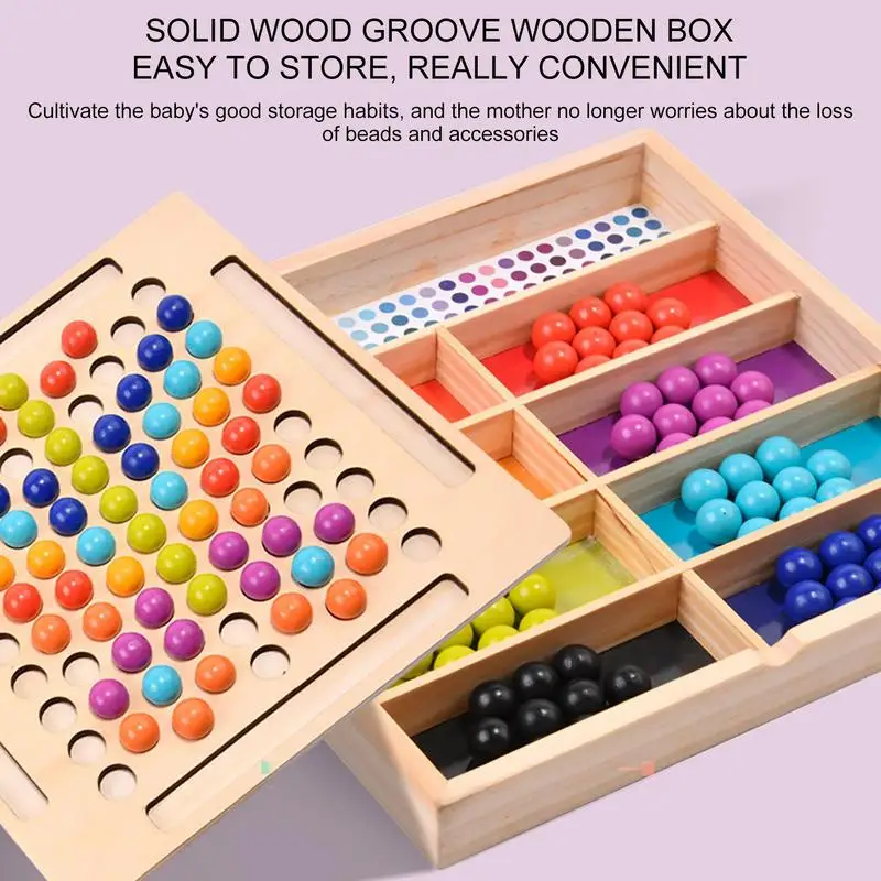 لوح خشبي لعبة الخرز قوس قزح كليب الخرز لعبة الطاولة التفاعل بين الوالدين والطفل لعبة فرز الألوان الاهتمام التدريب التعليم المبكر