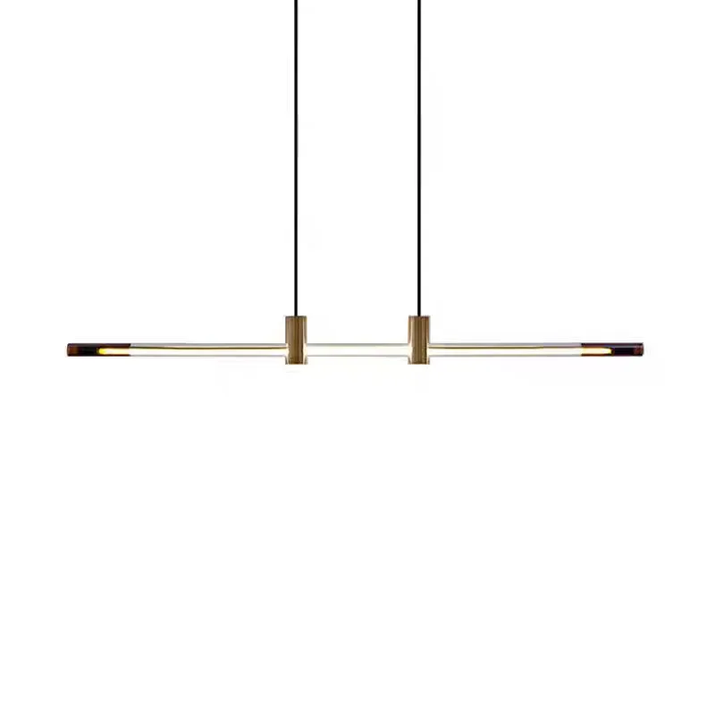 Modern Minimalist LED Tube Pendant Light, Iron & Acrylic Chandelier for Bedroom, Dining, Kitchen