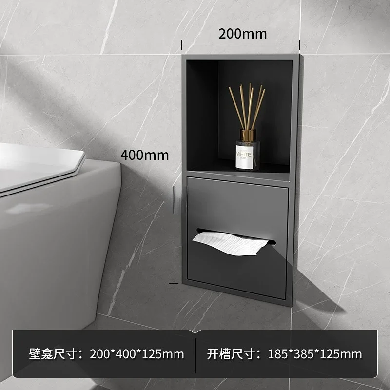 Bathroom Embedded Roll Paper Tissue Box Concealed Storage Rack Stainless Steel