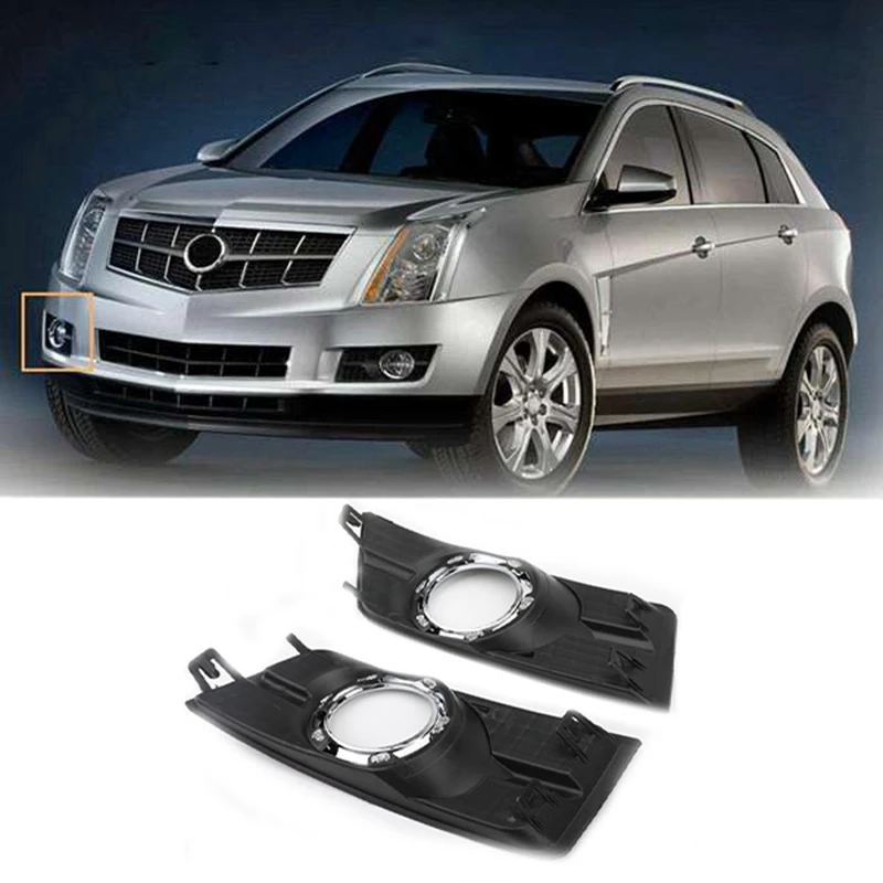 2Pcs Car Front Bumper Side Fog Light Grille Lamp Cover Replacement For Cadillac SRX 2010-2016