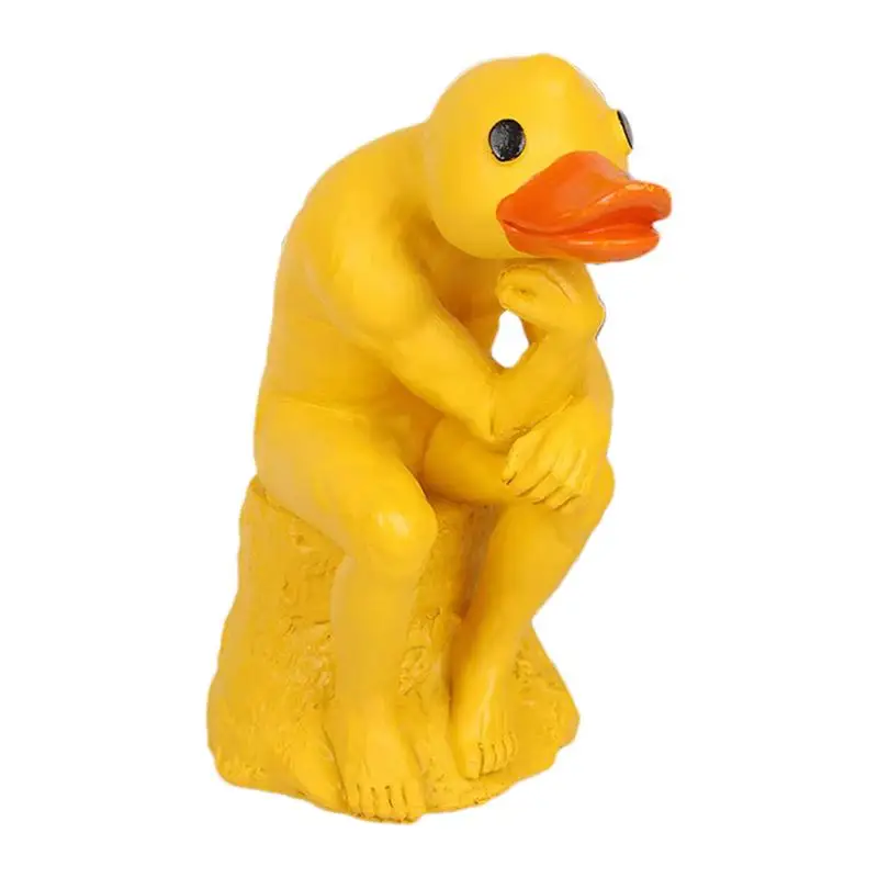 Resin Thinking Duck Thinking Posture Duck Yard Decorations Funny Animal Decorations Duck Statues For Garden Decoration Resin