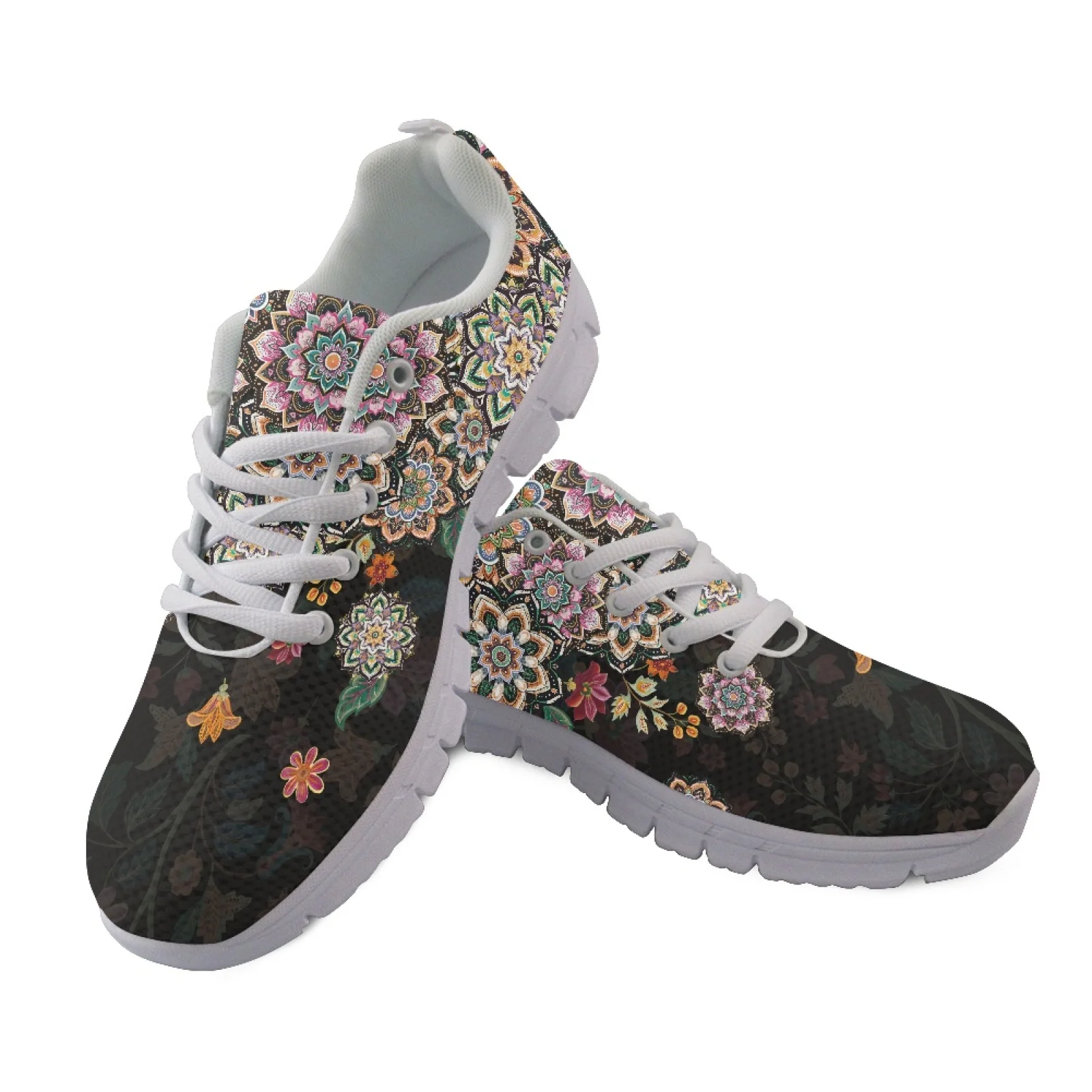 Coloranimal Floral Non-slip Sole Sports Tennis Shoes Women Sneakers Running Walking Shoes Athletic Shoe for Womens Ladies