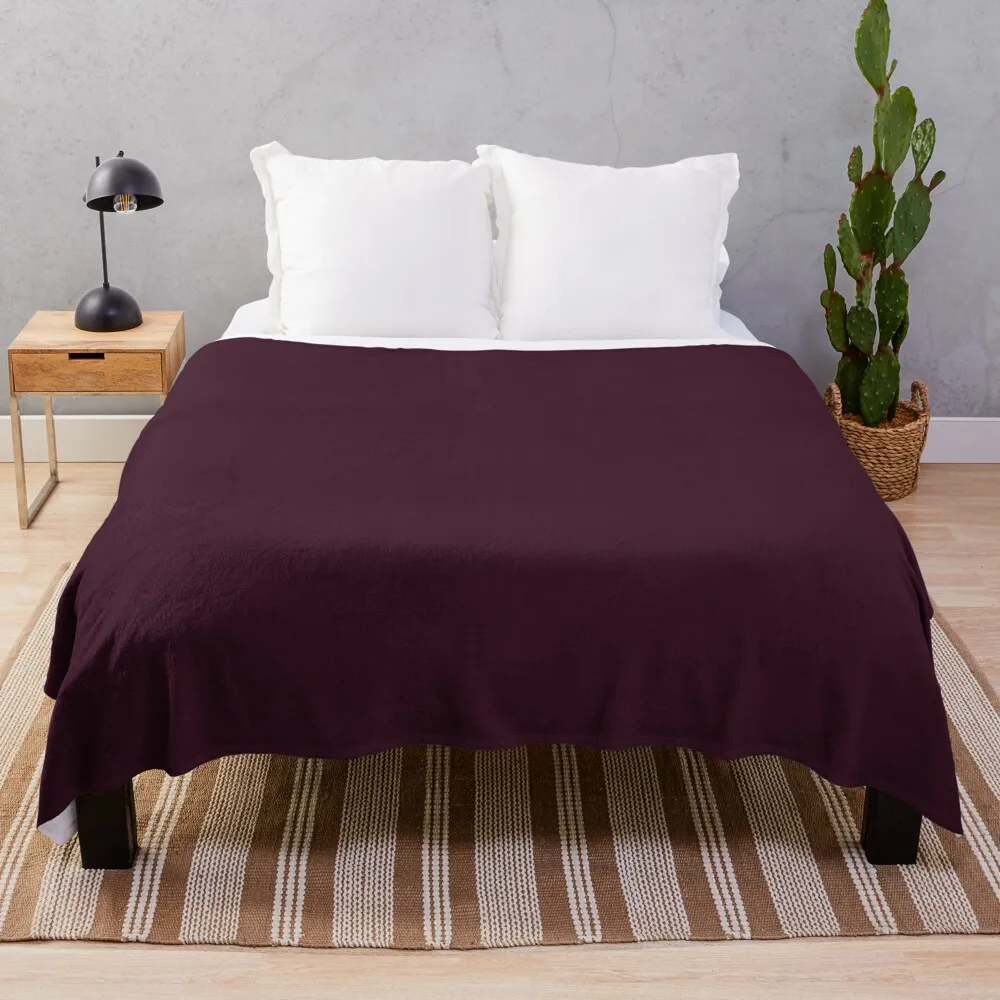 

preppy minimalist gothic wine burgundy purple dark plum Throw Blanket Flannels Decorative Beds Blankets