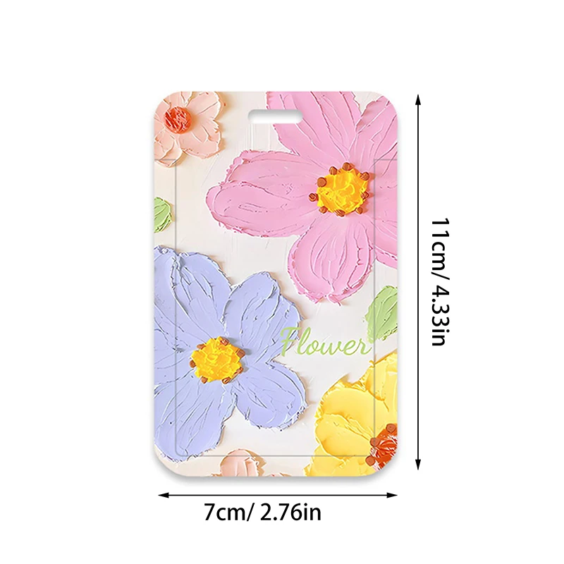 Oil Painting Flower Card Holder Photocard Holder Keychain Students Card Protectors ID Bank Cards Cover Stationery Photocard Bag