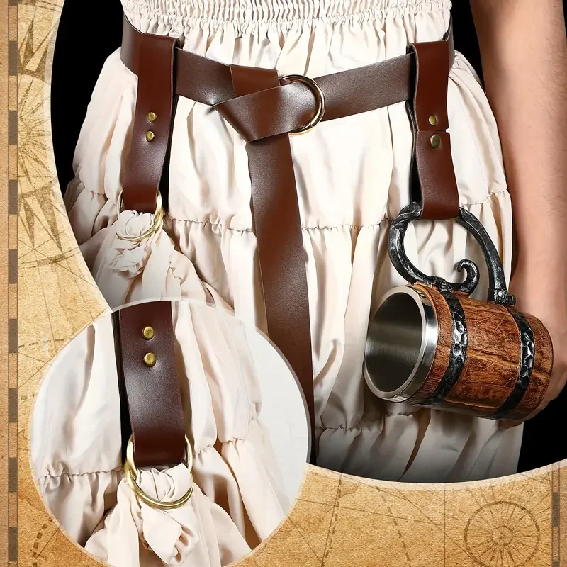 Three-piece Renaissance Belt Skirt Hiking Suit Medieval Festival Costume Halloween Accessories Casual Belt