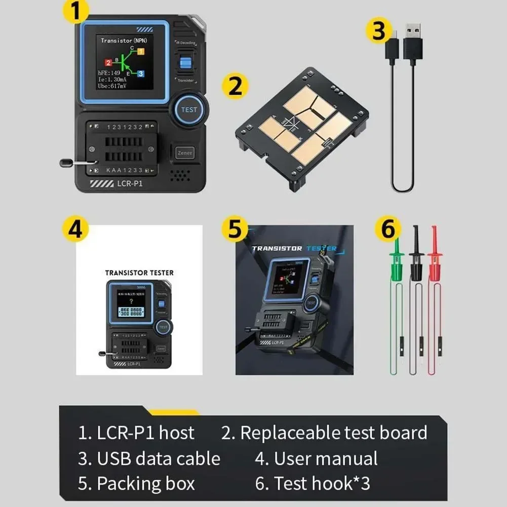 Transistor Tester LCR-P1 Diode Triode Capacitance Resistance Meter LCR ESR Meter 300mAh Lithium Battery Tools Transistor Tester