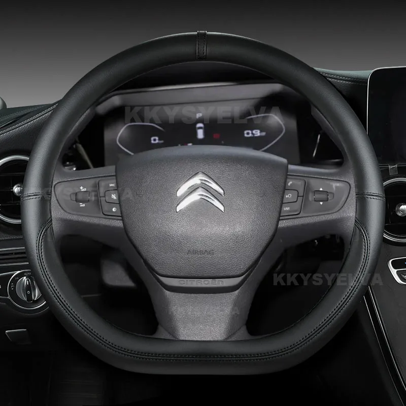 

D Shape Car Steering Wheel Cover For Citroen C3 C3-XR 2015-2019 C4 2016-2019 Peugeot 408 2014-2019 Traveller 2016-2019
