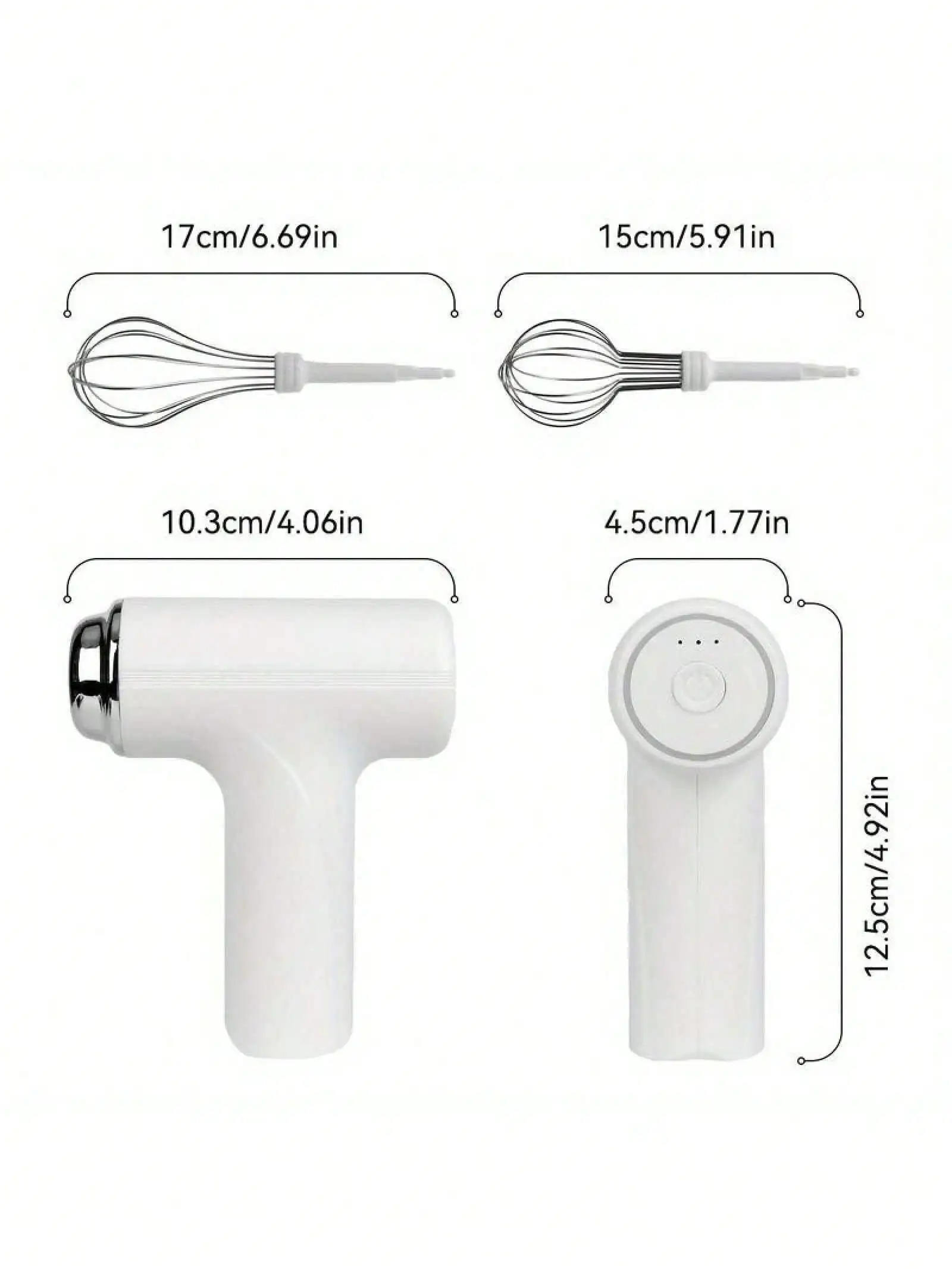 Cordless Electric Hand Mixer| 3-Speed Rechargeable Whisk With 2 Detachable Heads, Compact Baking Tool For Thin Batter / Eggs / Cookies| Ideal For Tiny Kitchen / RV / Camping (Macaron Purple & White)