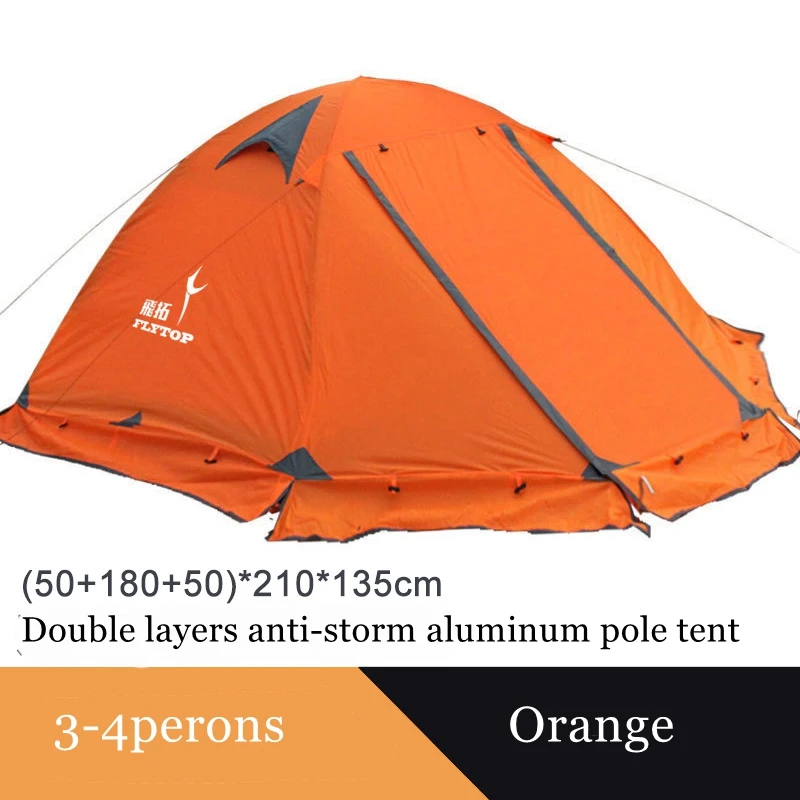 Flytop 2-3 Personen 4 Jahreszeiten Rock Zelt Camping Outdoor Doppelschichten Aluminiumstange Anti Schnee Reisen Familie Ultraleicht Tourist