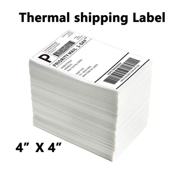 4*4&quot;*100 sheets adhesive shipping label waterproof thermal label thermal sticker label sticker small ticket paper thermal paper
