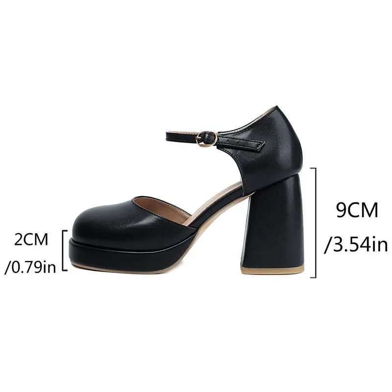 

ORCHA LISA Женские сандалии Sweet Mary Janes с круглым носком, блочный каблук 9 см, платформа 2 см, пряжка, ремешок, большие размеры 45, 48, стиль для свиданий