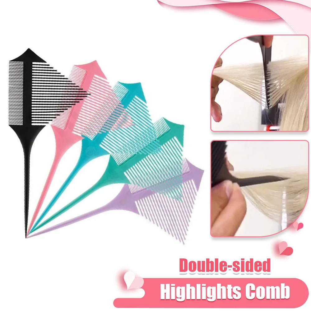 Double-sided Highlights Color Comb Hairdressing Styling Hair Dye Comb Tip-tail Parted Triangular Brush Dense Teeth Hair Supplies