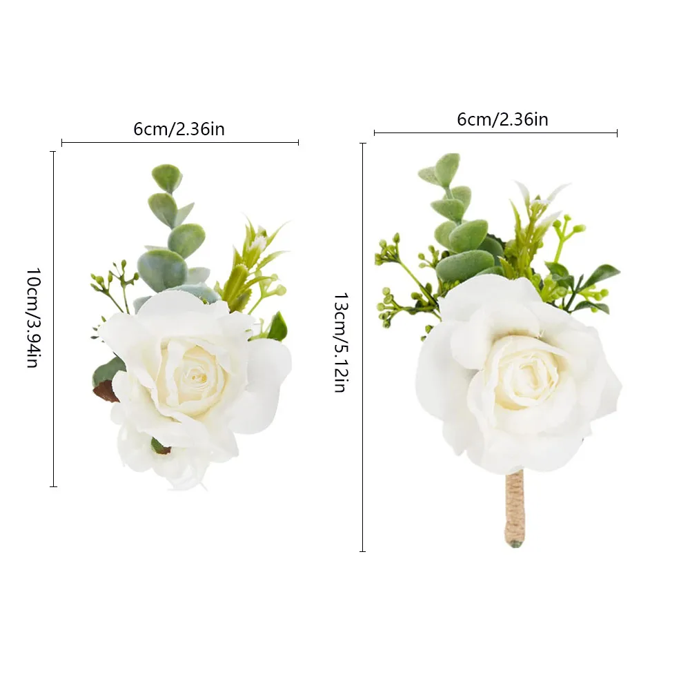 Weiße Rose Handgelenk Corsage und Bouton niere Elfenbein Bouton niere Abschluss ball Blume Handgelenk Corsage Armbänder Heimkehr Corsage Armband Männer