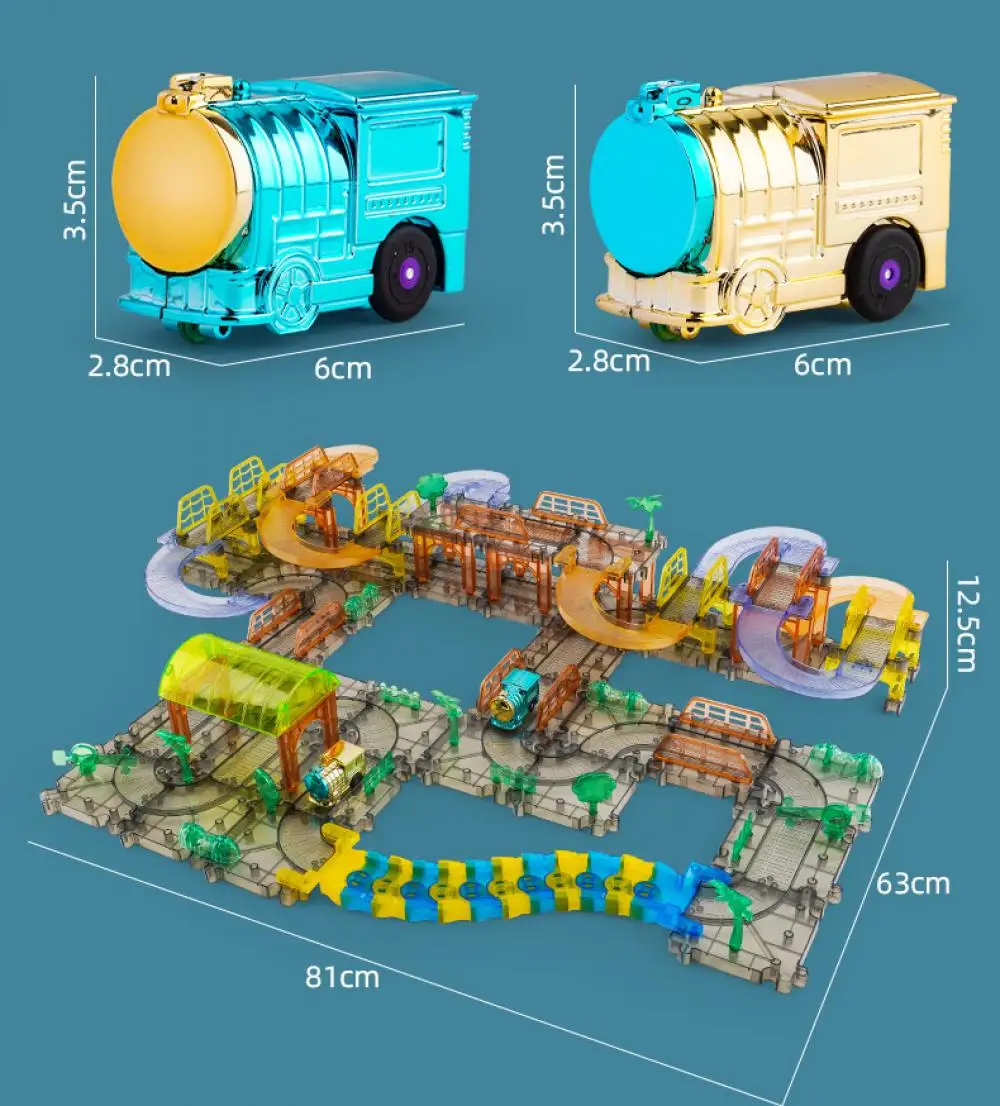 Kolejka elektryczna Puzzle Diy montaż toru zabawka droga wagon kolejowy samochód dziecięcy przygoda wielopoziomowy parking zabawki dla dzieci